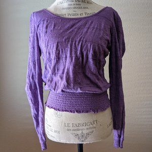 Mossimo Long Sleeve Wrinkle Purple Striped Top
